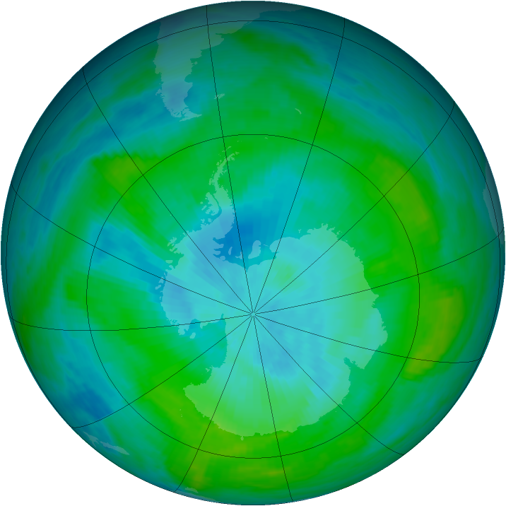 Antarctic ozone map for 23 February 1982